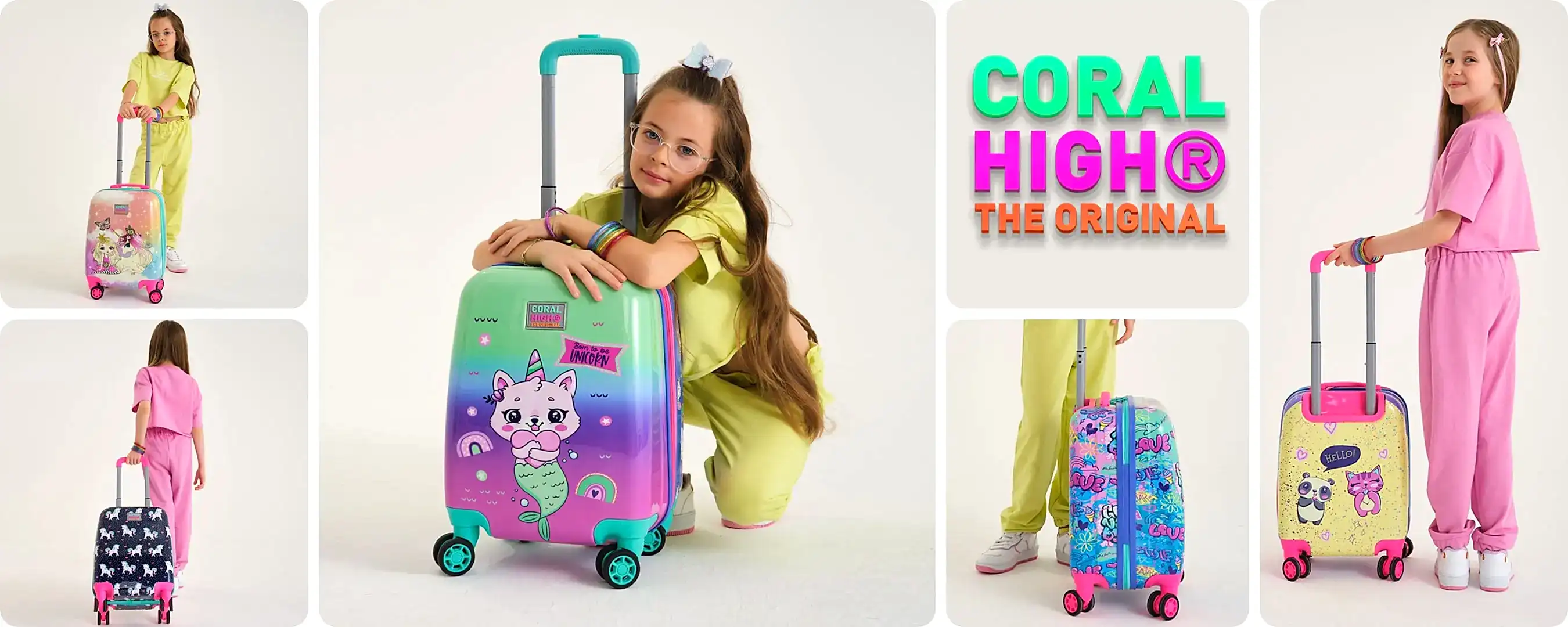 Coral High Kız Çocuk Desenli Çekçekli Valizler